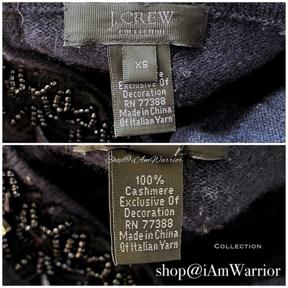J.Crew Collection RARE chandelier beaded navy cashmere sweater *shop@iamwarrior - Picture 9 of 10
